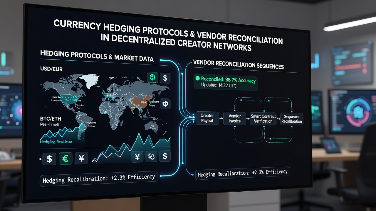 Flowchart showing recalibrated vendor reconciliation sequences under active currency hedging protocols